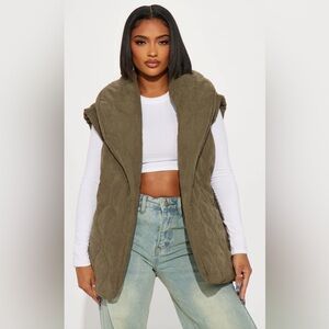 Fashion Nova Olive Green Quilted Vest